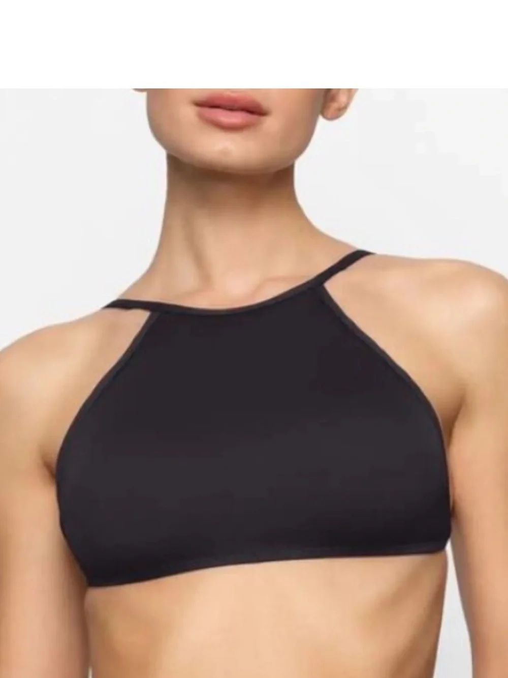 Skims 2pc Bikini Swimsuit NWT Gunmetal Grey High Neck Top & Mid Waist Btm XXS
